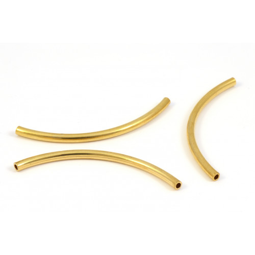 CURVED TUBE GOLD BEAD 38X2MM